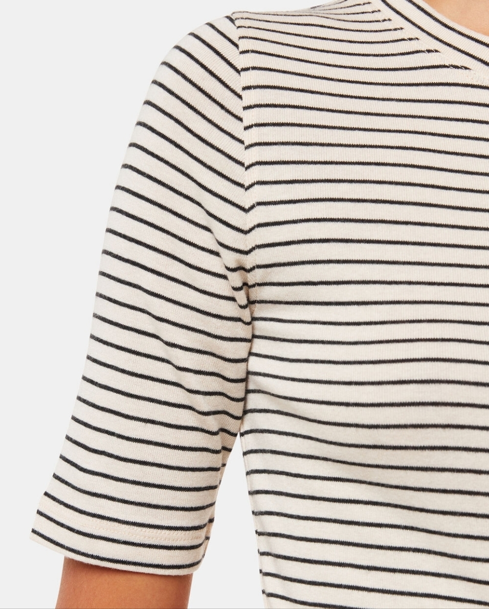 Whistles Cream Multi Striped Crew Neck Top
